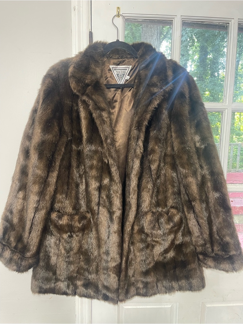 Vintage Marvin Richards Plush Faux Fur Mink Coat - L